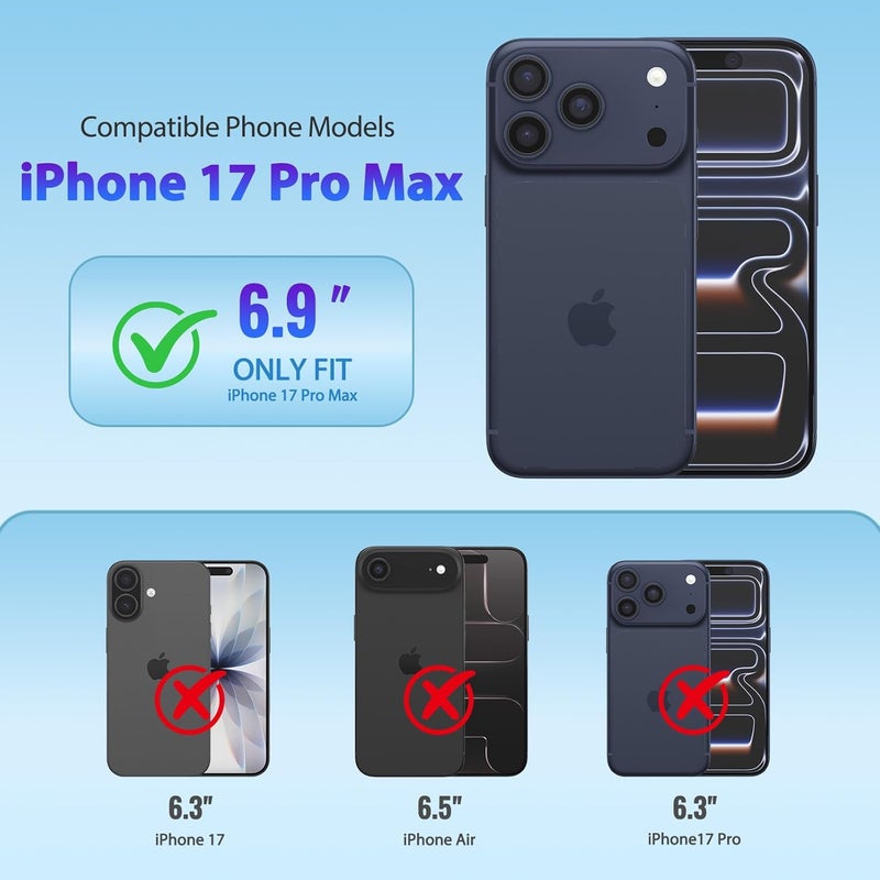 XcaseBar compatible with iPhone 17 Pro Max 6.9" Wallet case with Zipper Credit Card Holder【RFID Blocking】,Flip Folio Book PU Leather Phone case Shockproof Cover Women Men for Apple 17ProMax case Black - Image 2